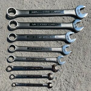 Vintage CRAFTSMAN 8 Piece COMBINATION WRENCH  Lot USA -V-VV SAE